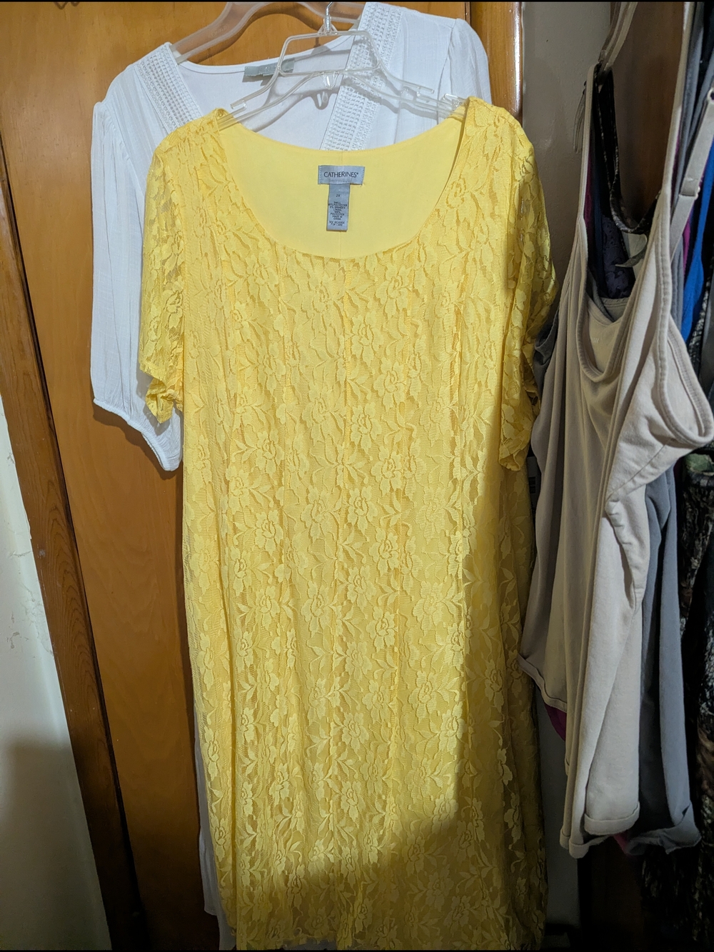Catherines Yellow Lace Scoop Neck Dress Size 2X